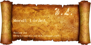 Wendl Lóránt névjegykártya